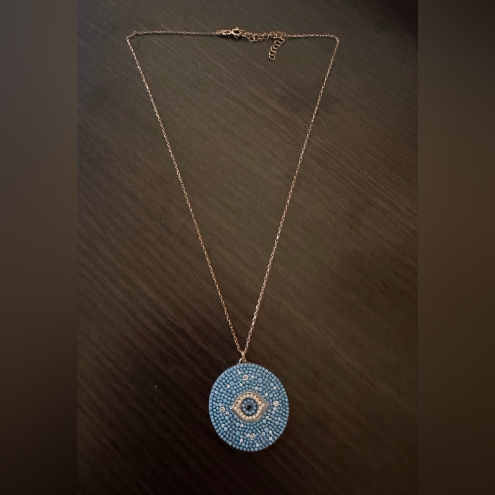 Evil eye medallion necklace